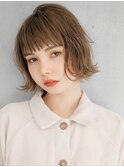 ミルクティーベージュ　外ハネミニボブ