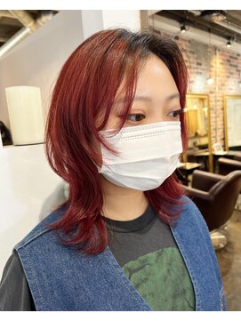 トロニー(TLONY) ピンクレッド　ウルフカット　縮毛ブリーチ　/miaki