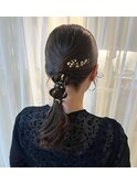 ヘアアレンジ/金箔アレンジ/ローポニー