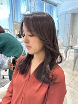 ザックラフィネ(ZACC raffine)&nbsp;韓国風前髪/くびれヘア/くびれ巻き/ミディアム/こっくりブラウン