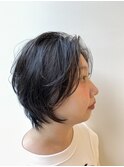 遊び感ある大人ボブカット/ショートウルフ×チャコールグレー