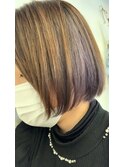 ブリーチカラー／インナーカラー／10代／20代／ボブ／バイオレッ