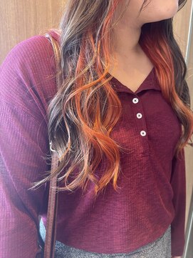 マイノリティー 石橋店(Minority) インナーカラー　オレンジカラー　秋カラー