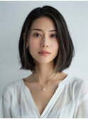 レイヤーボブ/切りっぱなし/ダークブラウン/小顔/似合わせ/艶髪