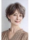 白髪ぼかし脱白髪染めベージュ大人ショート40代50代60代
