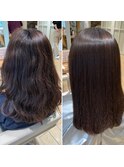 ミディアム　セミロング　縮毛矯正　コスメストレート