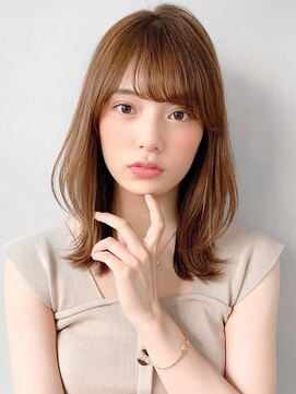 キリ 表参道(kyli) 前髪ココアブラウン大人かわいい薄めバングフリンジウェーブ"