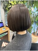 グレージュカラー/ボブウルフ/黒髪/ココアベージュ