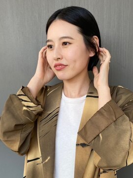 シーン(SCENE) 黒髪 センターパート ミニボブ 艶感 【天神/今泉】