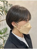 マッシュショート前下がりボブ切りっぱなしボブニュアンスパーマ