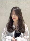 ロングレイヤー/シースルー前髪/グレージュ/透明感カラー/艶髪