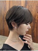 ショート　ショートボブ　ハイライトカラー　縮毛矯正　夏　