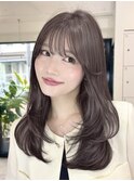 e139韓国ヘアーレイヤーカットオリーブグレージュブリーチなし
