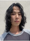 渋谷ツイストスパイラルパーマメンズカットメンズミディアムボブ