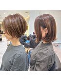 ボブ髪型前髪あり前髪なし面長/30代/40代/50代ショート【荒砂】