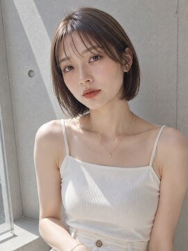 ノア 三宮店(NOA) 【NOA】韓国風くびれボブシースルーバングブラウンベージュ