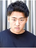 七三オールバックツイストパーマかき上げヘアコンマヘア