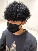 波巻きツイストスパイラルメンズカットツーブロック