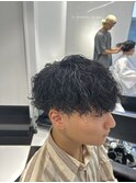 メンズパーマツイスパ波巻きスパイラルマッシュセンターパート