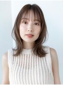 ミディアムレイヤー/大人可愛い/髪質改善/シースルーバング