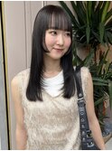 顔まわりレイヤー 姫カット ダークグレイ