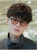 心斎橋シャドウパーマメンズマッシュウルフカット波巻きパーマ