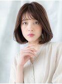 ぱっつん前髪ツヤ髪モカブラウン大人美人ボブディr小山30代40代