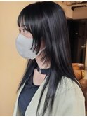 ダークアッシュ 顔周りカット ミディアムレイヤー/久保田淳