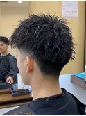 メンズスパイキーショートツイストパーマローフェード