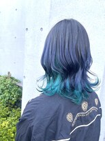 シモキタジャムズ&nbsp;ネイビー×ターコイズブルー＊インナーカラー/デザインカラー