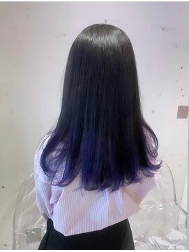 ナチュラル 渋谷店(Natural) コバルトブルー×ブラック  裾カラー