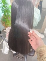 ドワーフ(DWARF) ツヤツヤディープブラウンカラー+髪質改善【髪質改善/栄】