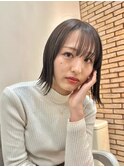 切りっぱなしボブ　顎下ボブ　ショート　外ハネ　大人ボブ
