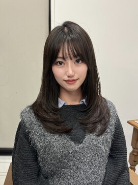 ハピネス 梅田茶屋町店(HAPPINESS) ミディアムレイヤー/韓国ヘア/顔まわり/ブリーチなし/グレージュ