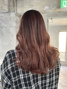 ラック(LUCK) チェリーレッド/船橋/くすみベージュ/細めハイライト