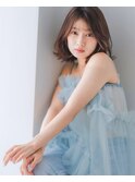愛され度UP☆丸顔解消!ミルブラウン立体ひし形ミディ