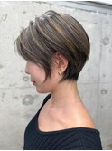 白髪ぼかしハイライトショート