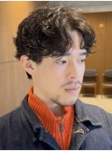 横浜西口フェザーパーマシャドウパーマセンターパートウルフ緩め