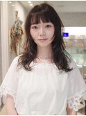 レイヤーカット×コテ巻き風パーマ