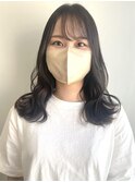 ash brown × セミロング