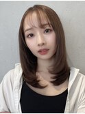ミルクティーベージュカラーくびれヘアグレージュカラー韓国