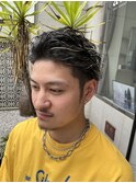 men's/オールバック/スパイラルパーマ/ハイライト/メッシュ