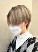 センターパートブリーチダブルカラーフェイスフレーミング