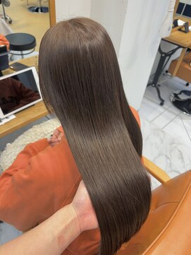 ユニ バイ マグ 長野店(Uni.by Mag) ブリーチなしラベンダーベージュルーズ伸ばしかけ小顔ミディ