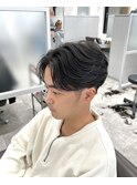 センターパート フェザーパーマ