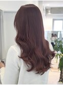 ミルクティーピンクグレージュカラー韓国ミディアムレイヤー