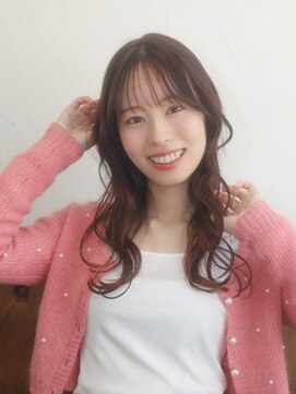 ベレッタ 楠葉店(veretta.) ピンクベージュ/抜け感ロング/顔周りレイヤー/小顔カット/透明感