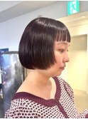 顔周りレイヤーボブミニボブ前上がりボブオン眉ボブピンクカラー