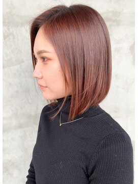 ルーム(room 202) 【赤みツヤボブ】チェリーブラウン×大人ストレート