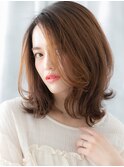 外国人風ハイトーンカラー外ハネくびれロブn古河20代30代40代